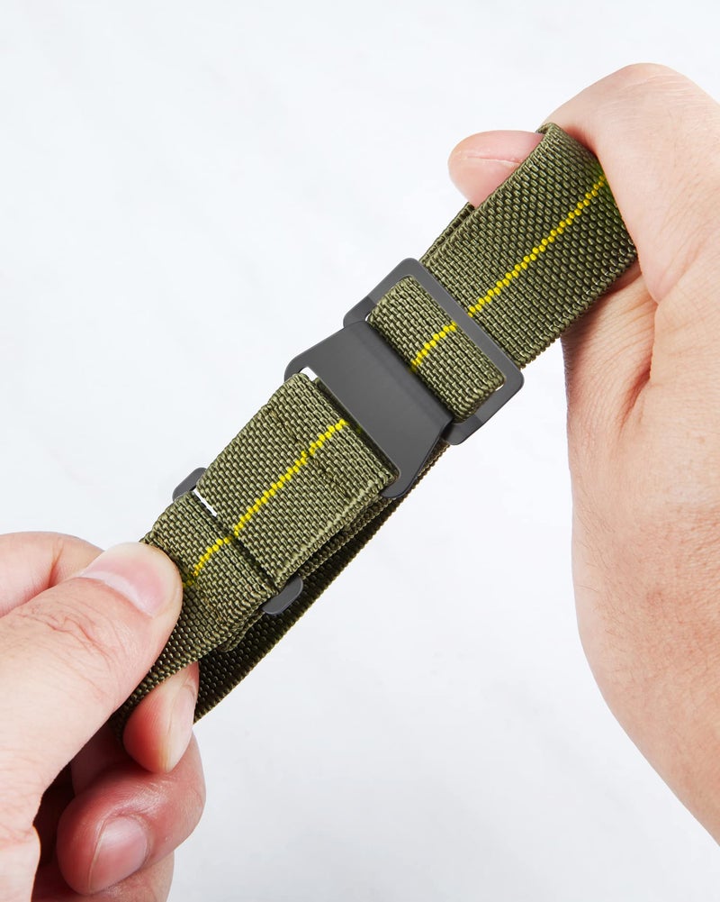 BINLUN Elastic Nylon Watch Band 18mm 20mm 22mm Marine Nationale Fabric Military Parachute Replacement Watch Strap Men Women Silver & Black Buckle - Upgraded Hook-and-Loop Buckle - Image 2